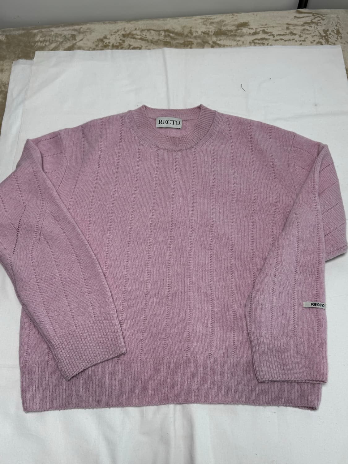 렉토 / 맨즈 러블리 라운드 넥 니트 (핑크) / M 상품이미지3