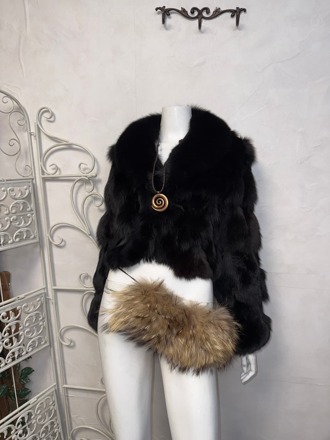 Black fox fur short jacket  상품이미지5