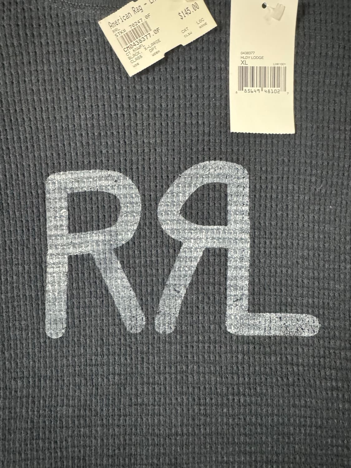 RRL 더블알엘 와플 롱슬리브 블랙 XL 상품이미지2