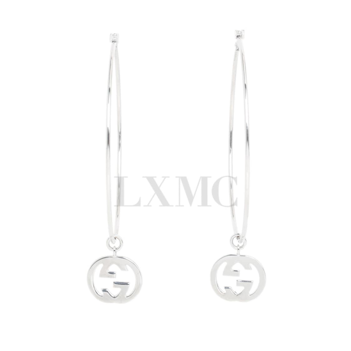 구찌 링 귀걸이 18K 화이트골드 GG 로고 후프 이어링 상품이미지1