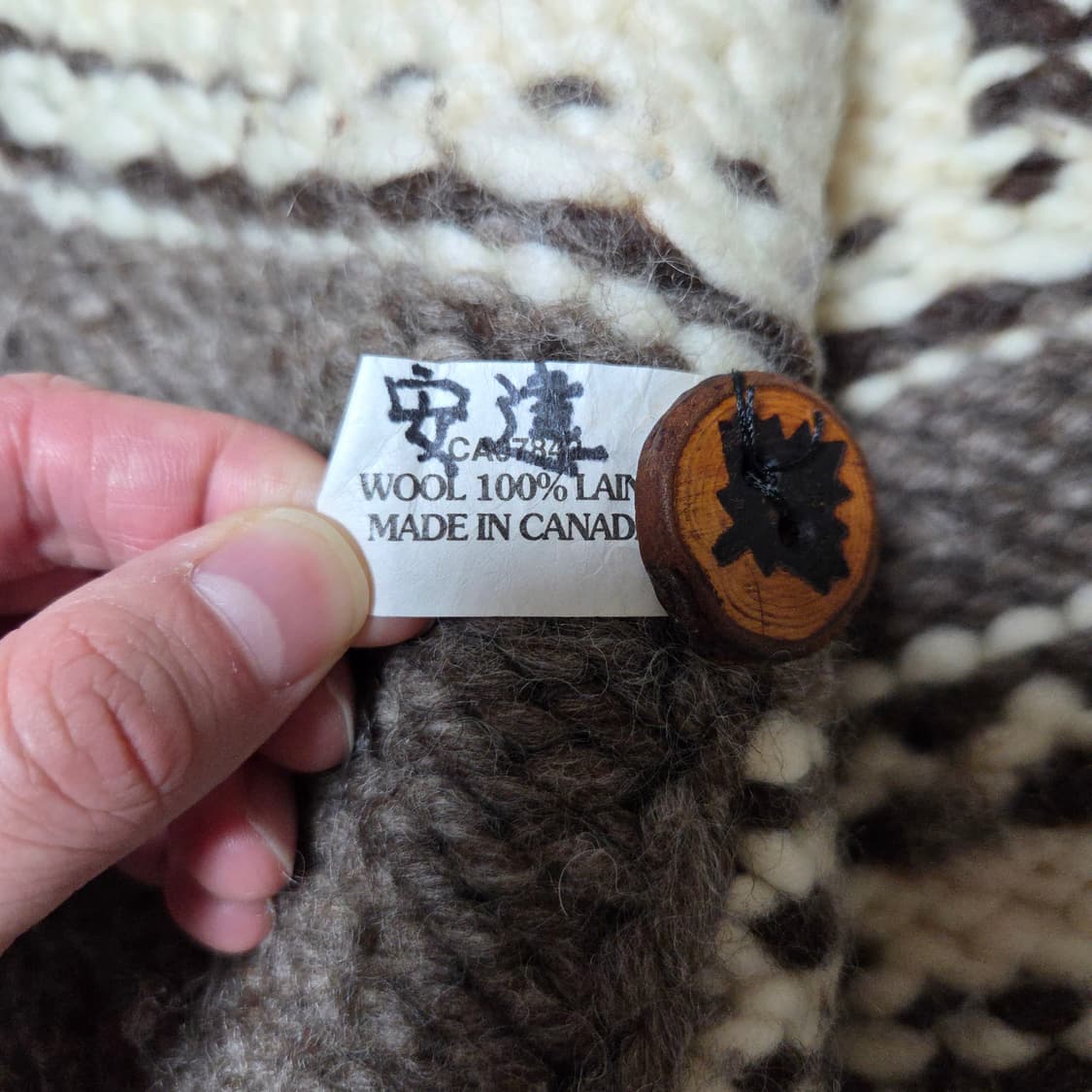 [105]90's NOOTKA 캐나다 헤비울 코위찬 썬더버드 베이지브라운 상품이미지6