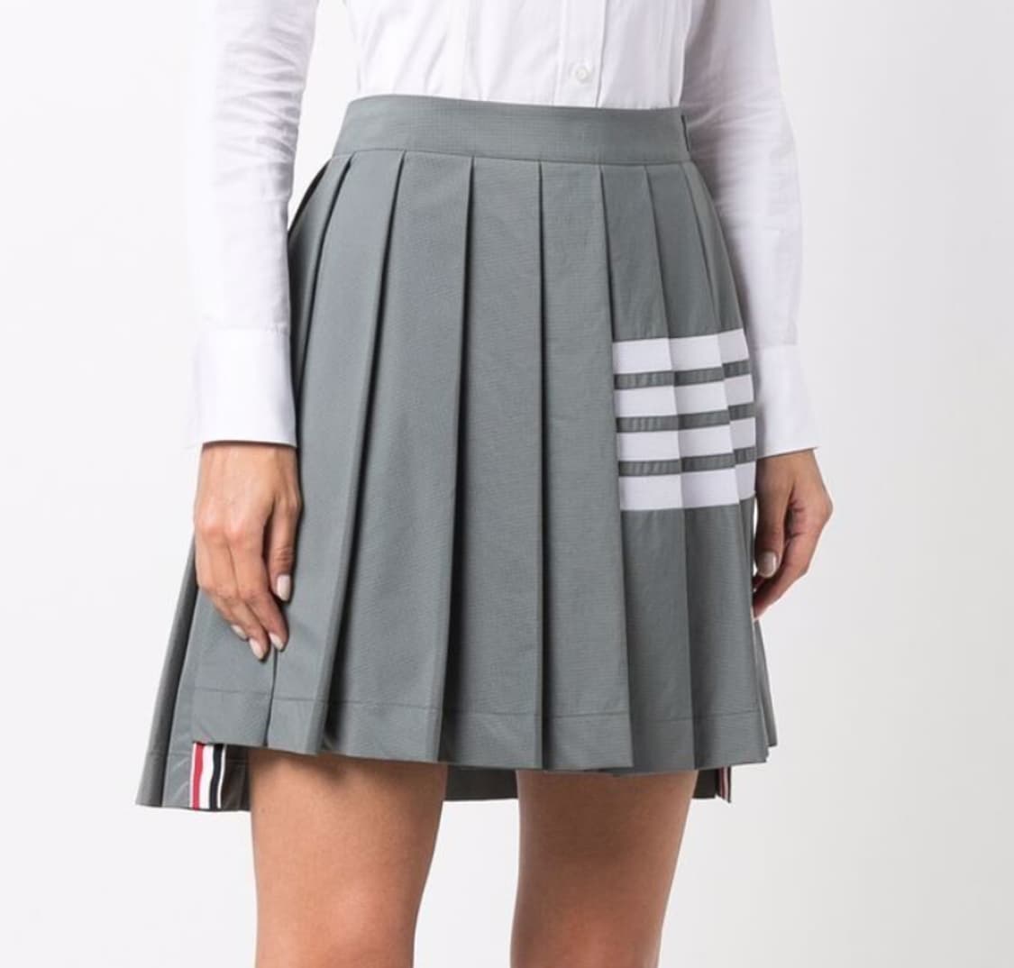 [톰브라운/새상품] 여성 립스탑 플리츠 스커트 그레이 (44) 상품이미지2