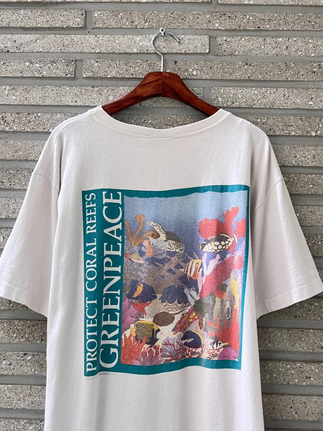 [L]1990 GREENPEACE 그린피스 캠페인 싱글스티치 티셔츠 상품이미지1