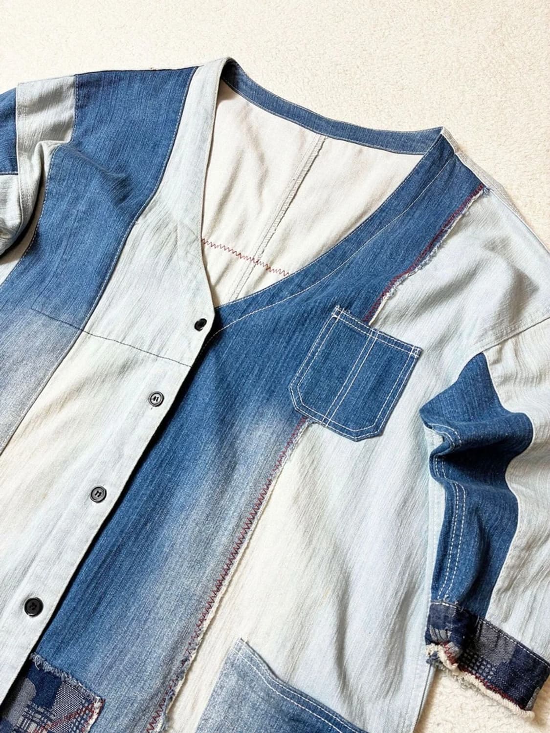 Selected 피그먼트 데님 패치 워크 코트 PN7207 상품이미지2