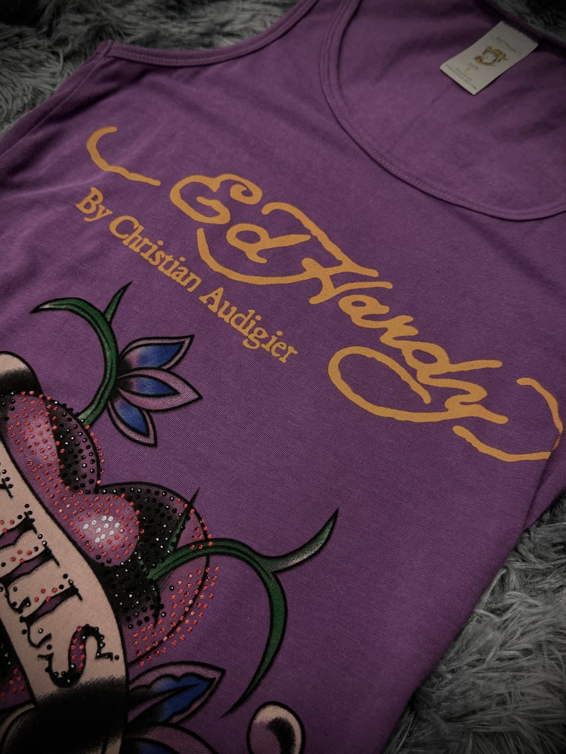 Ed Hardy 하트 스컬 큐빅  퍼플 롱 슬리브리스 상품이미지6