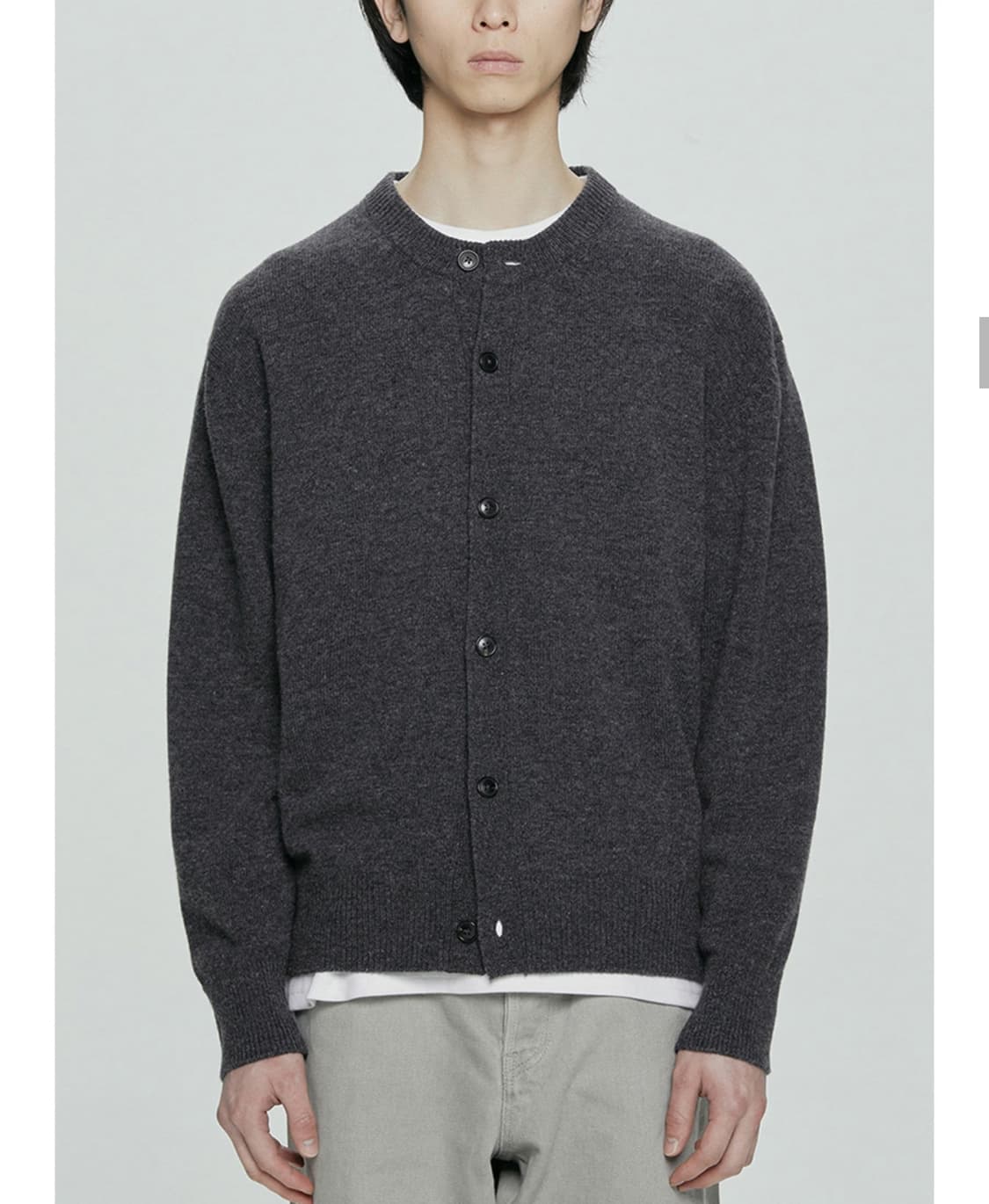 유니온블루 솔리드 크롭 울 가디건 블랙 (XXL) 상품이미지2