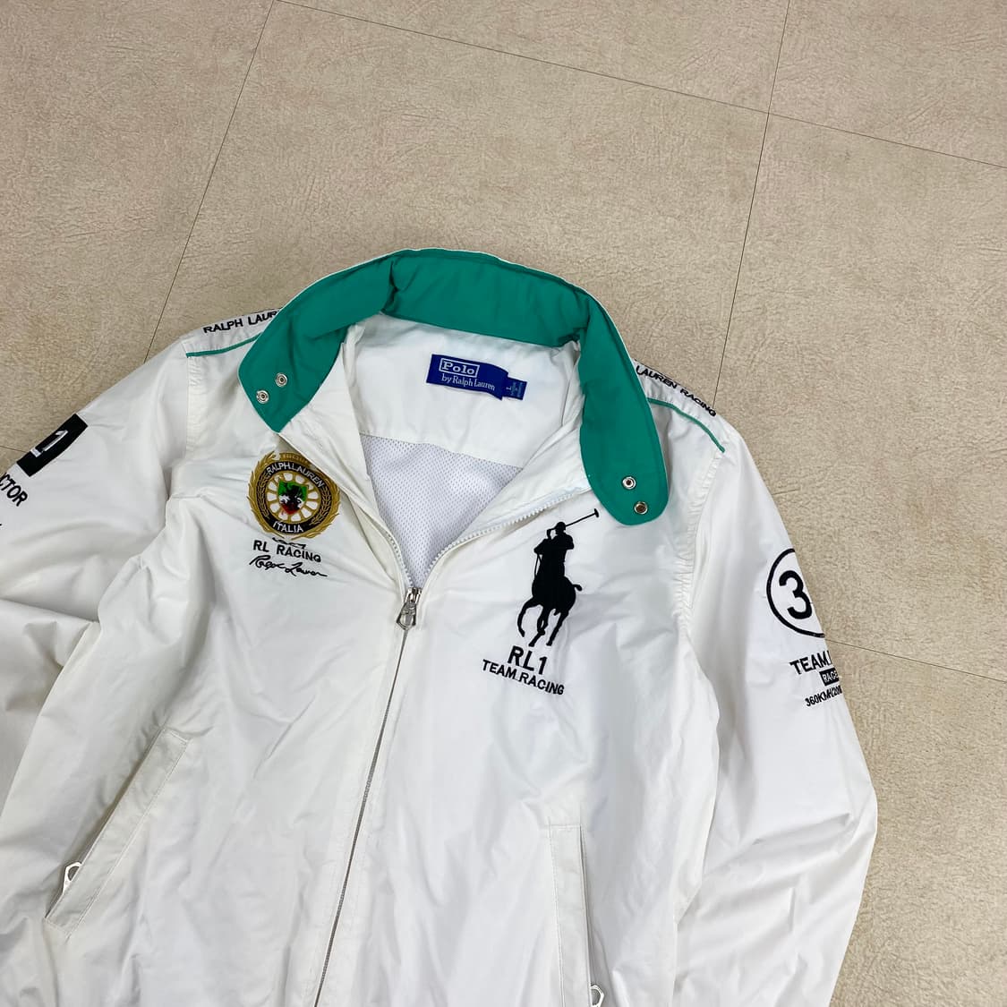 폴로 빅포니 화이트 자수 레이싱 나일론 자켓 (100) 상품이미지1