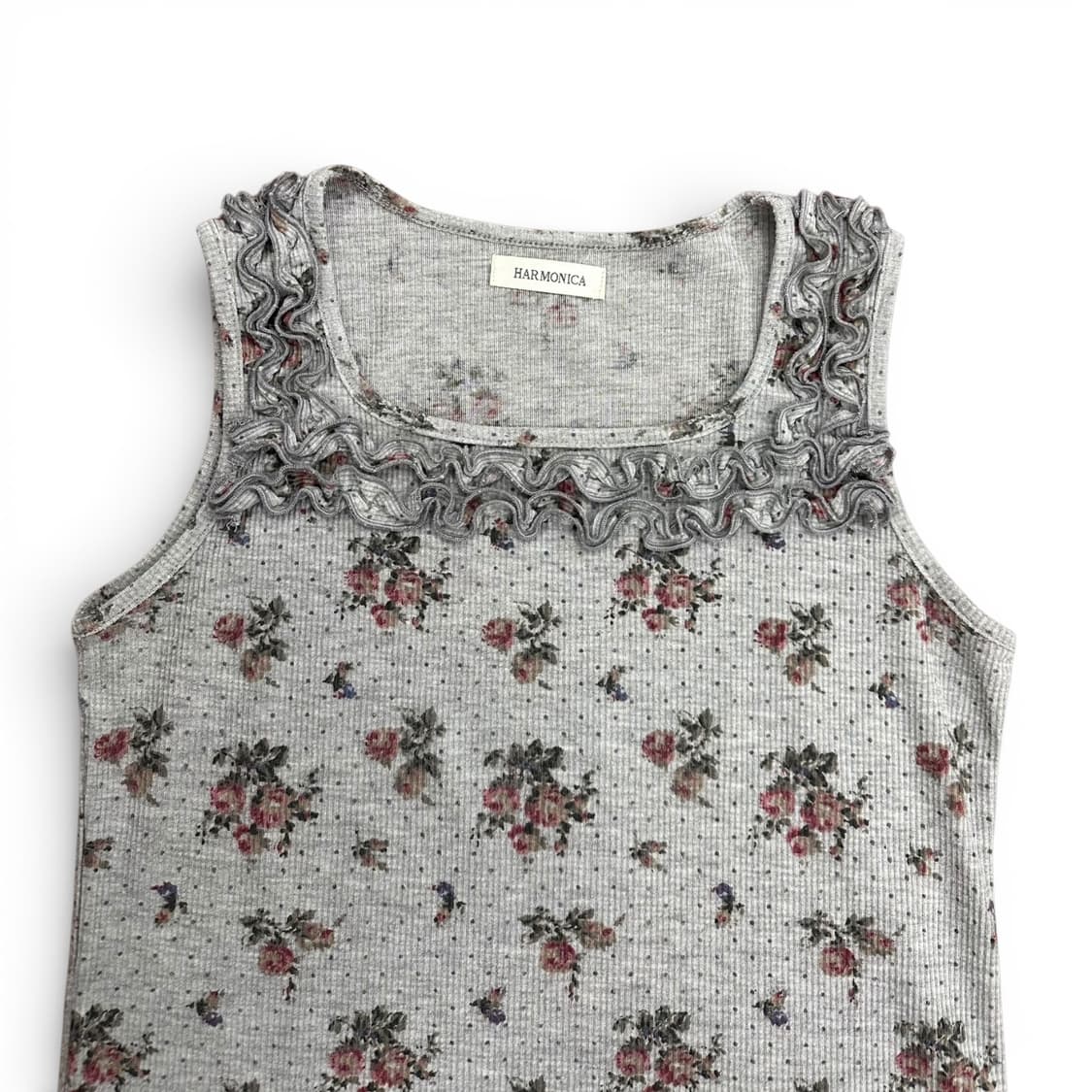 Flower Neck Detail Sleeveless Top 상품이미지4