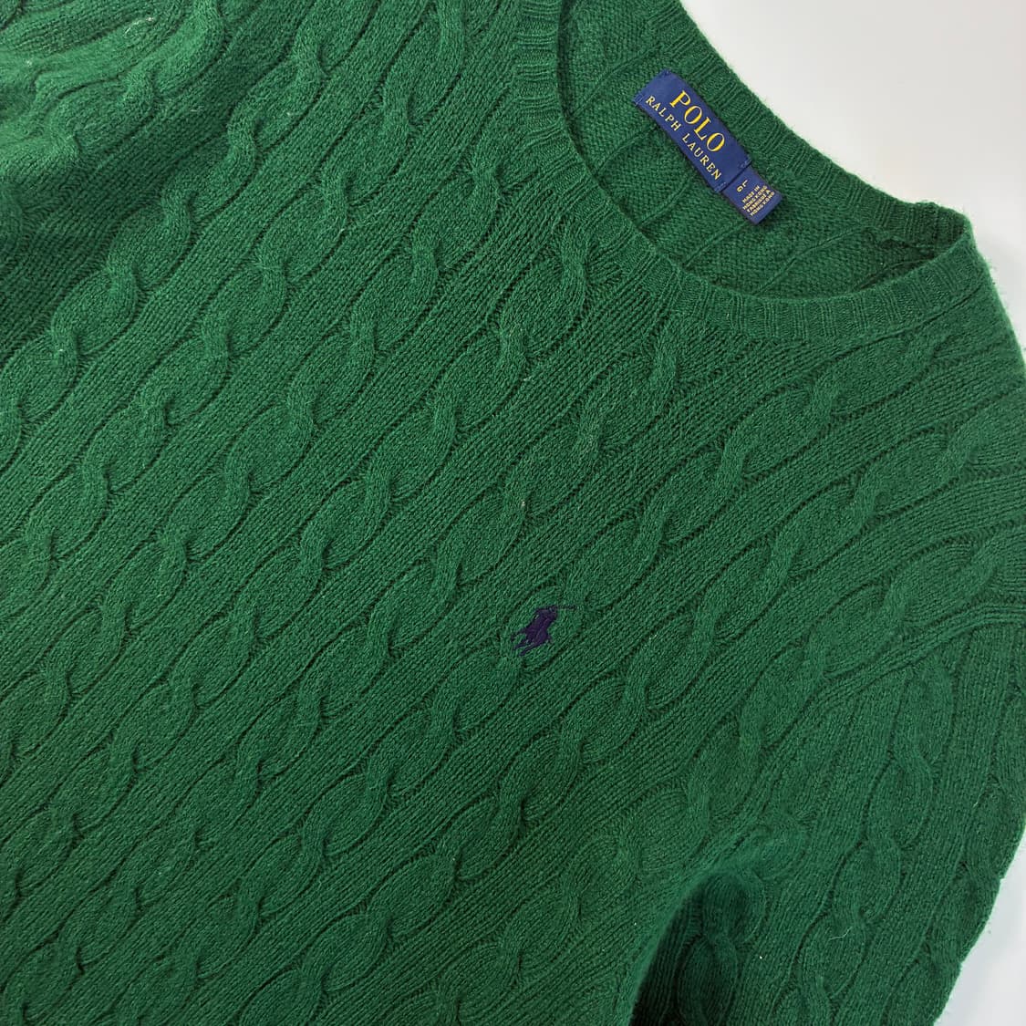 Polo  폴로 랄프로렌 자수 울 그린 꽈배기 니트  상품이미지3