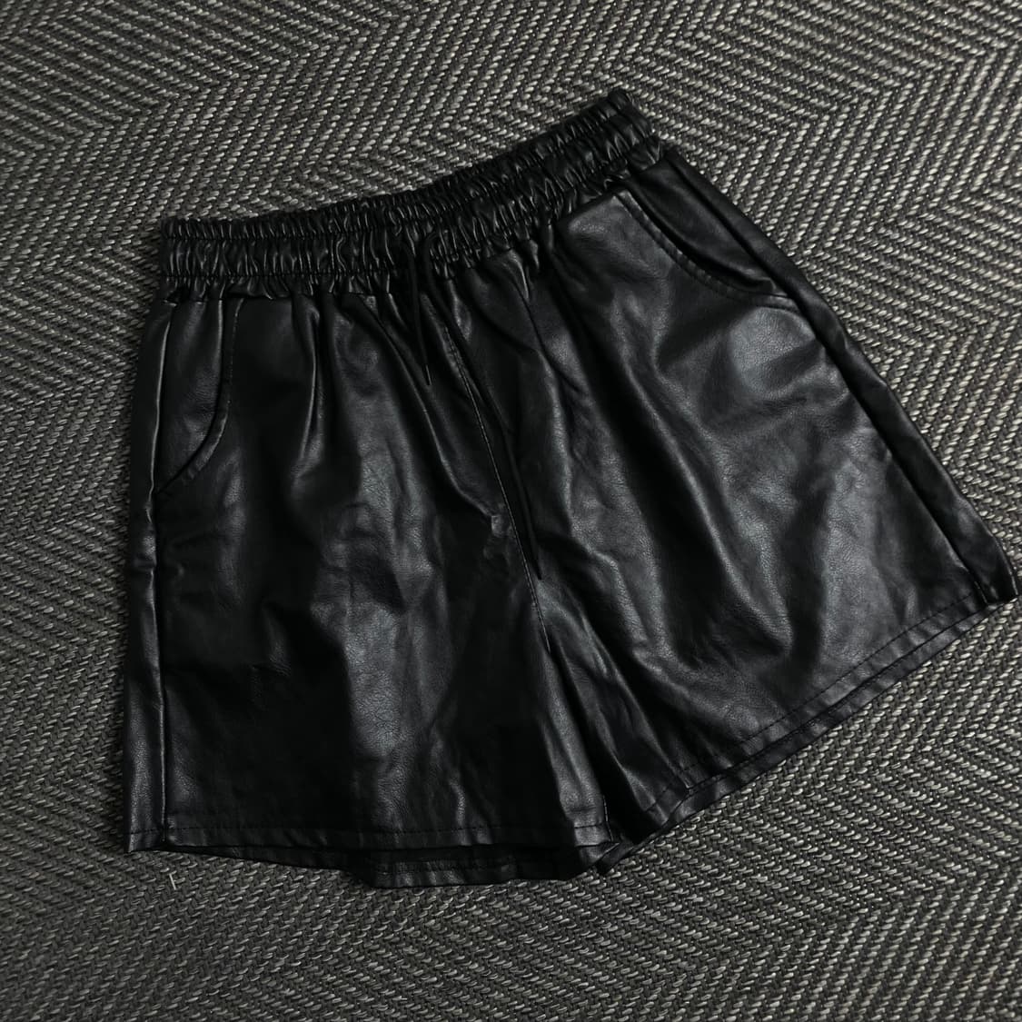 빈티지 우먼스 비건 레더 버뮤다 하프 팬츠y 3396 상품이미지1