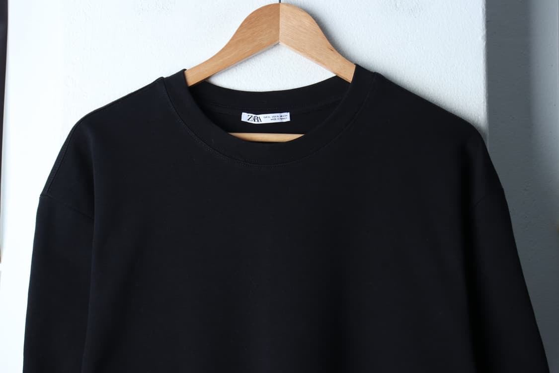 (2XL) 자라 반팔 티셔츠 무지 블랙 헤비 기본-H31819 상품이미지3