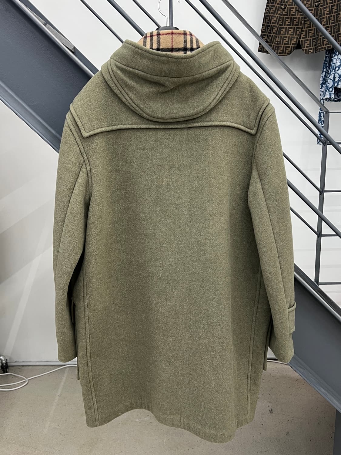 버버리 노바체크 올리브그린 더플 코트 상품이미지4