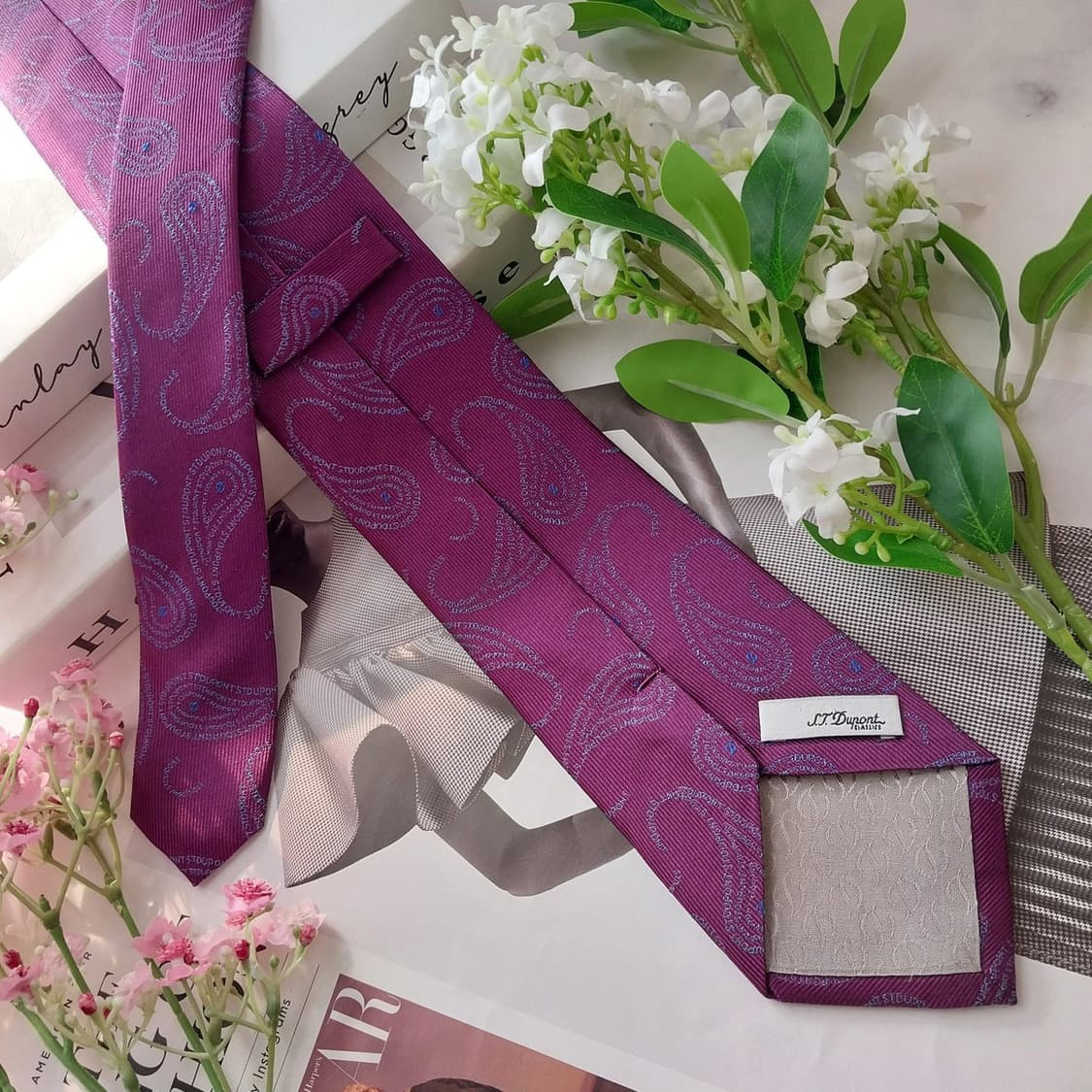 듀퐁 실크 퍼플 페이즐리 넥타이 8.1cm A+등급 K2157
 상품이미지5