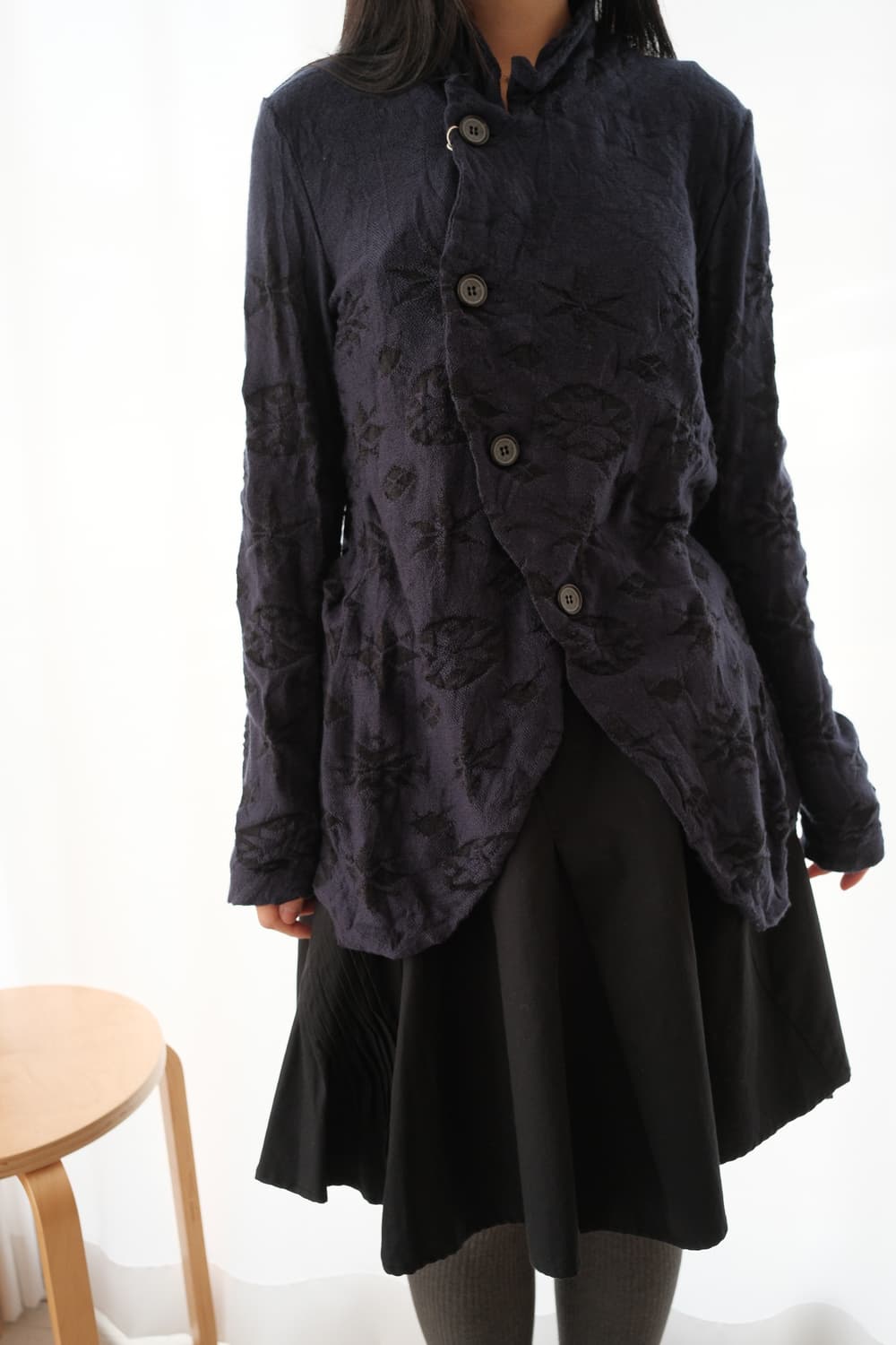 Jacquard wrinkled knit jacket  상품이미지3