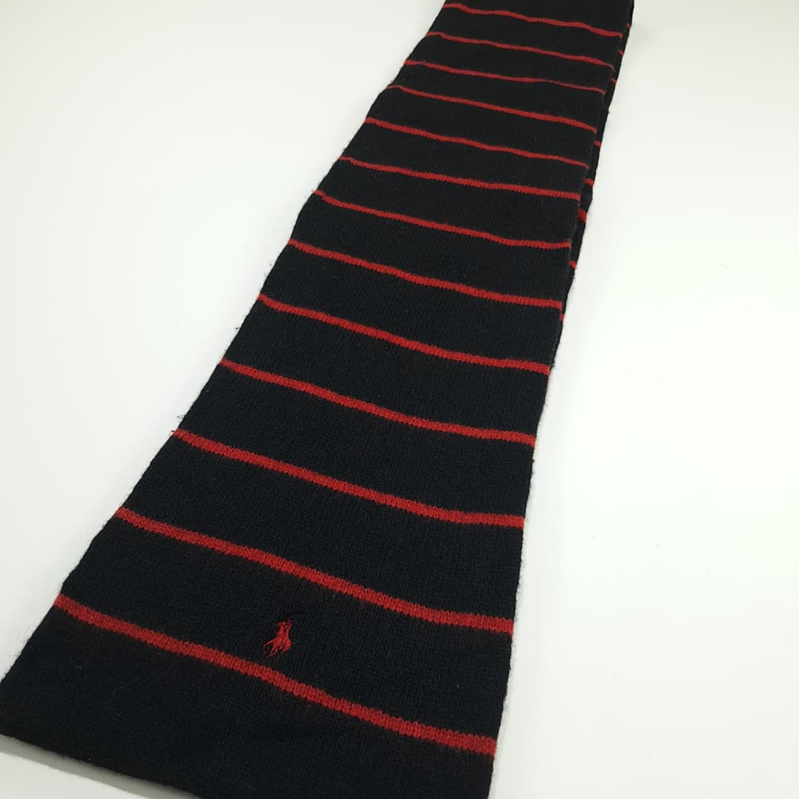 MX171 폴로 랄프로렌 블랙 레드 스트라이프 램스울 니트 목도리 머플러 상품이미지6