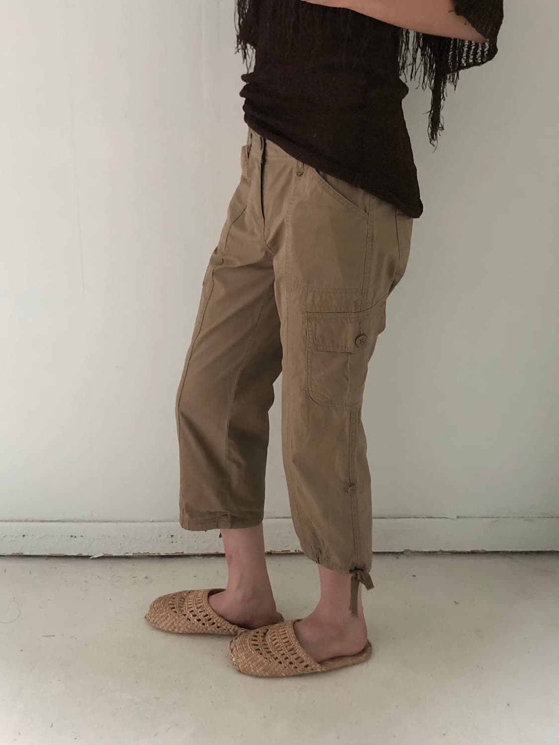 일본빈티지 카고 셔링 7부바지 상품이미지2