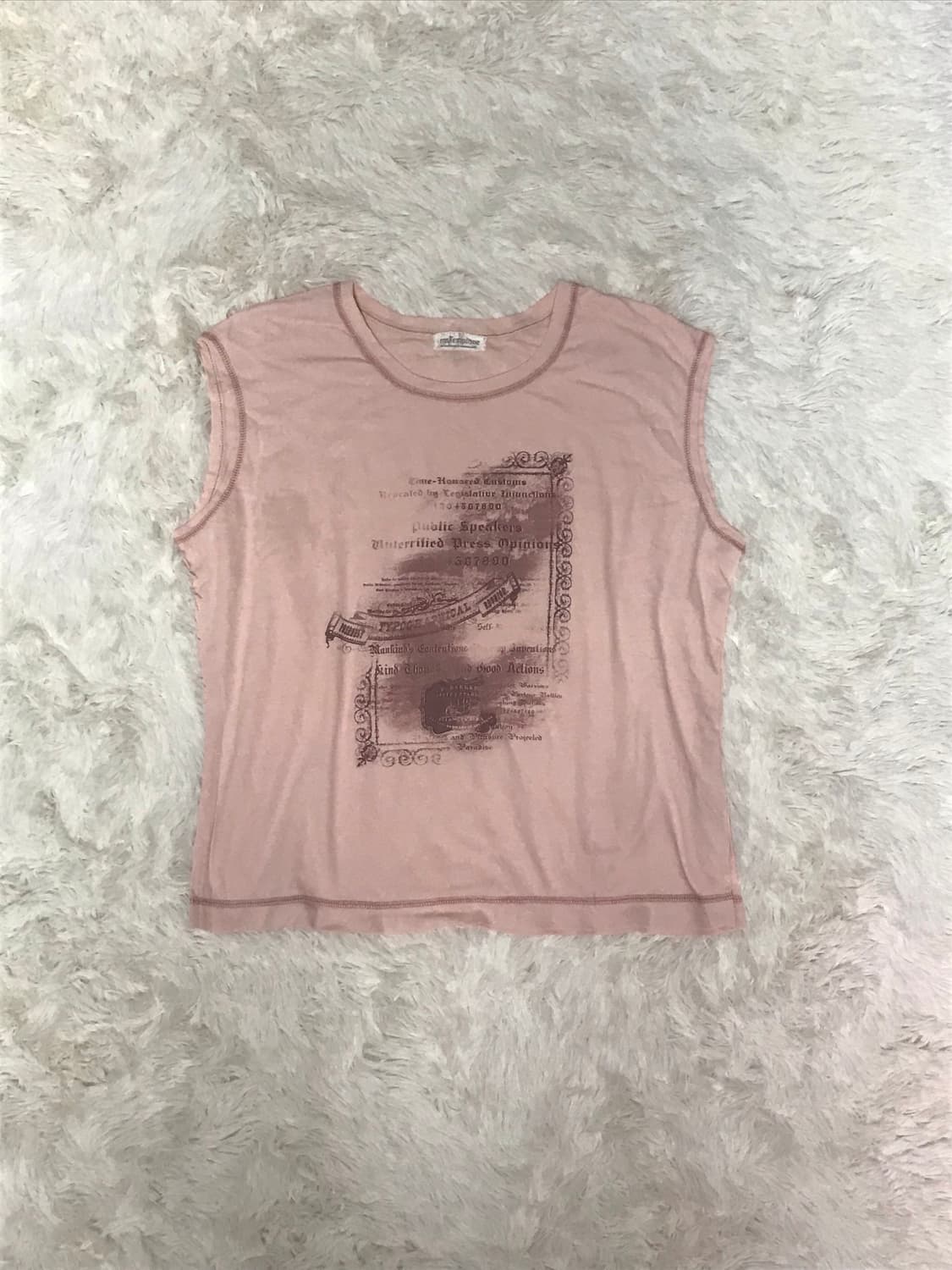 일본빈티지 딸기우유 오네갸루 레터링 슬리브리스 상품이미지1