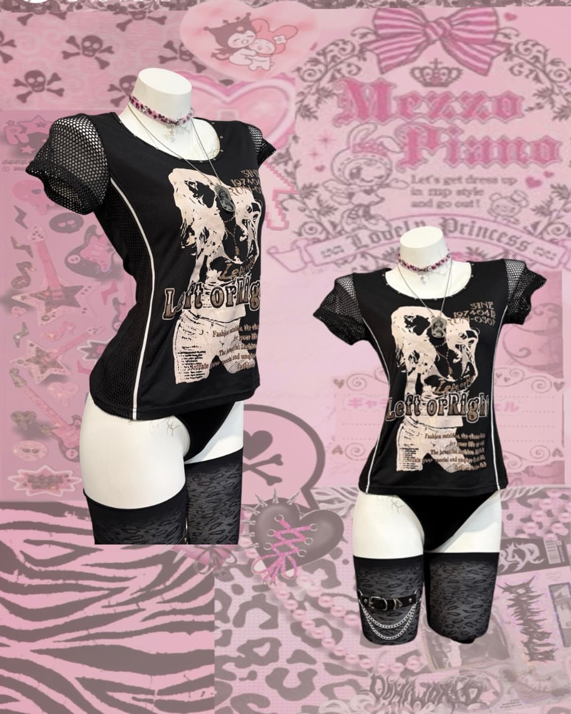 00's girl Printing Glitter mesh rivet 상품이미지1