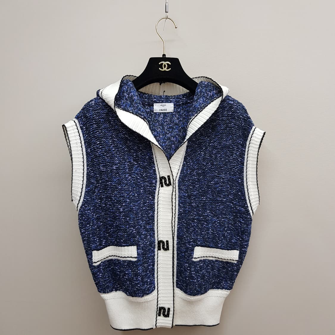 OBZEE 오브제 2022 후드 니트 베스트 90사이즈 상품이미지1