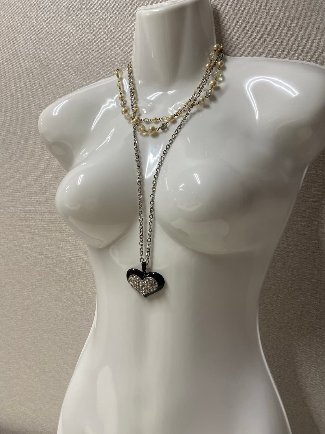 블랙 크리스탈 하트 목걸이 상품이미지3