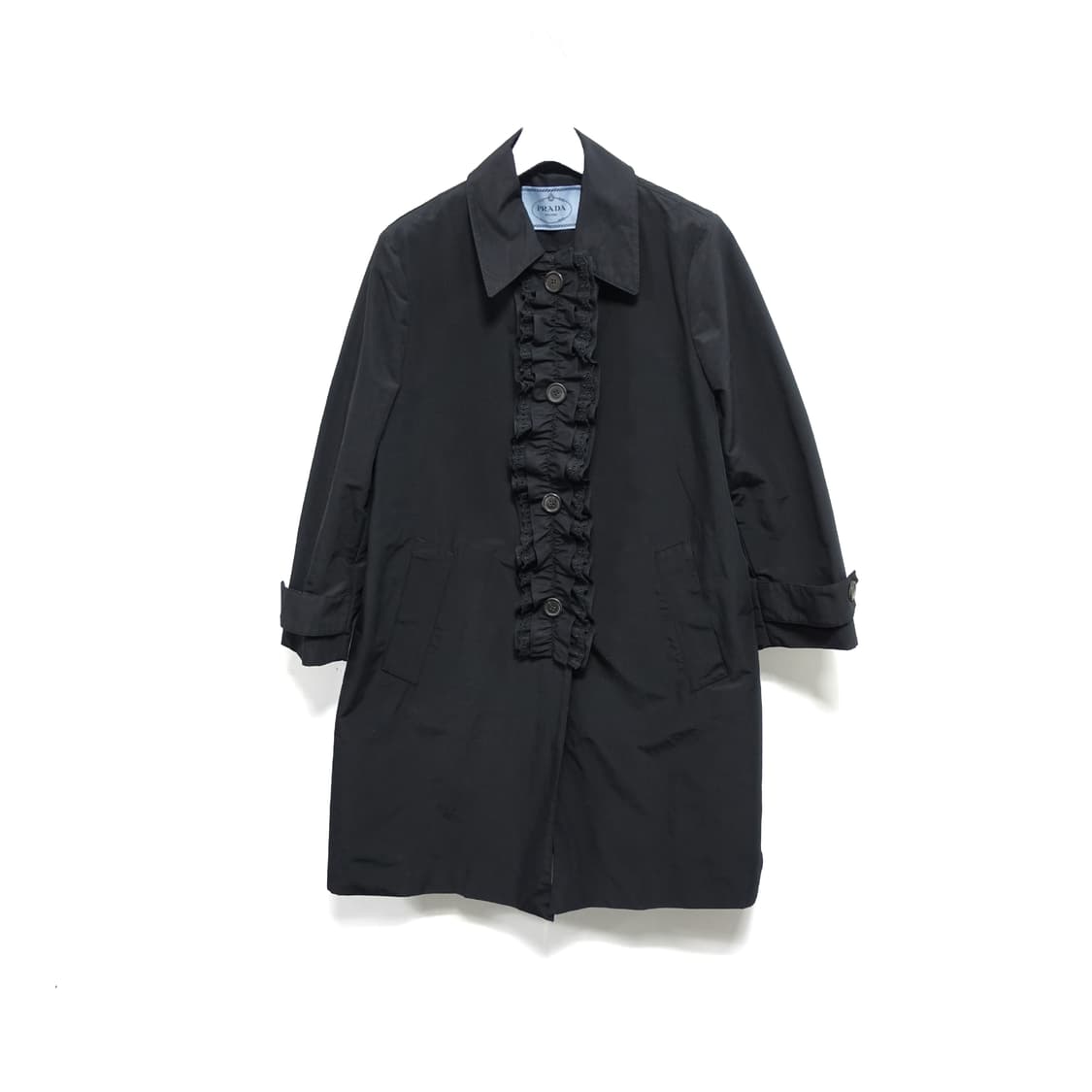 [40.L] PRADA 프라다 프릴 러플 스텐칼라 트렌치 코트 상품이미지1