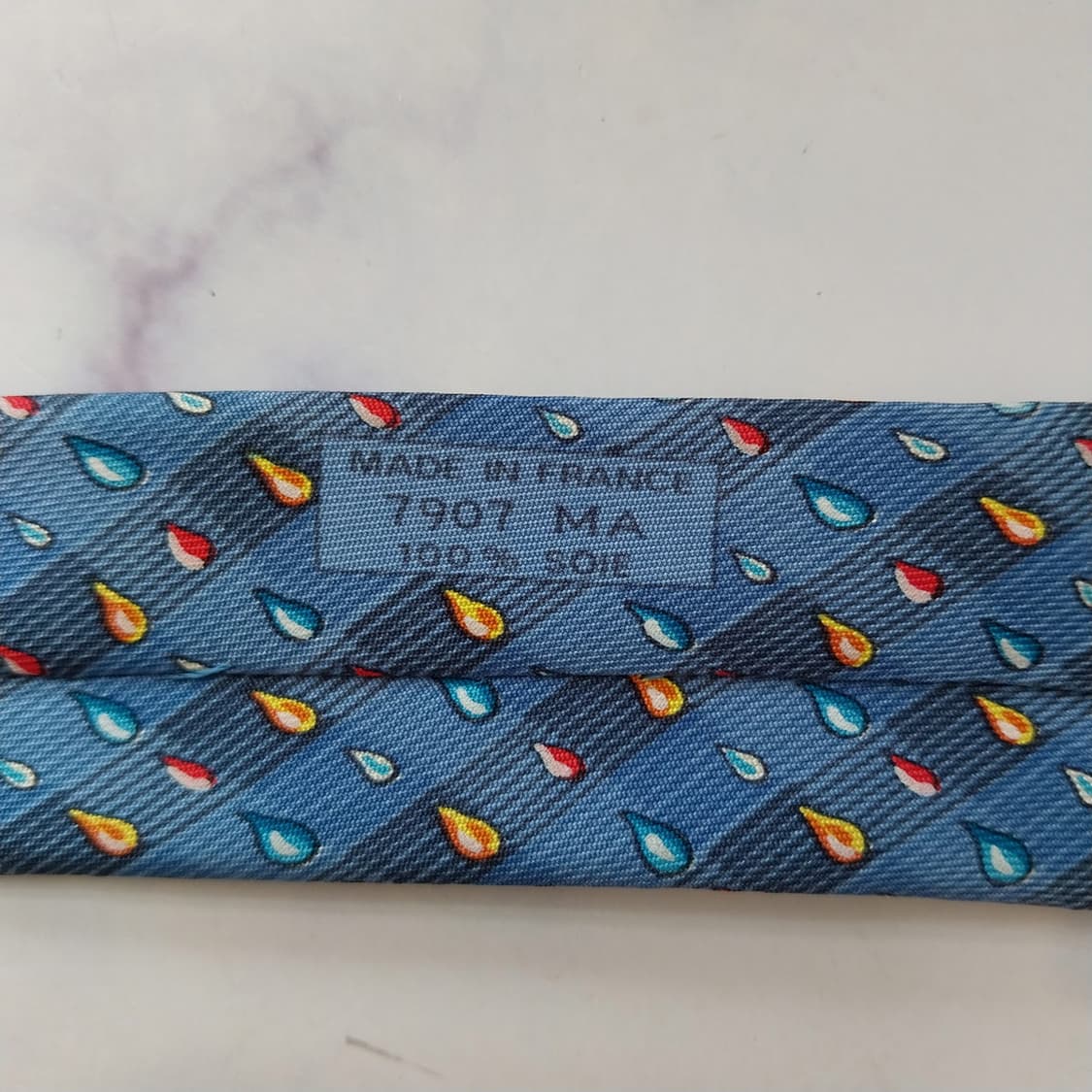 HERMES 에르메스 실크 블루 패턴 넥타이 9.4cm A등급 K2643 상품이미지8