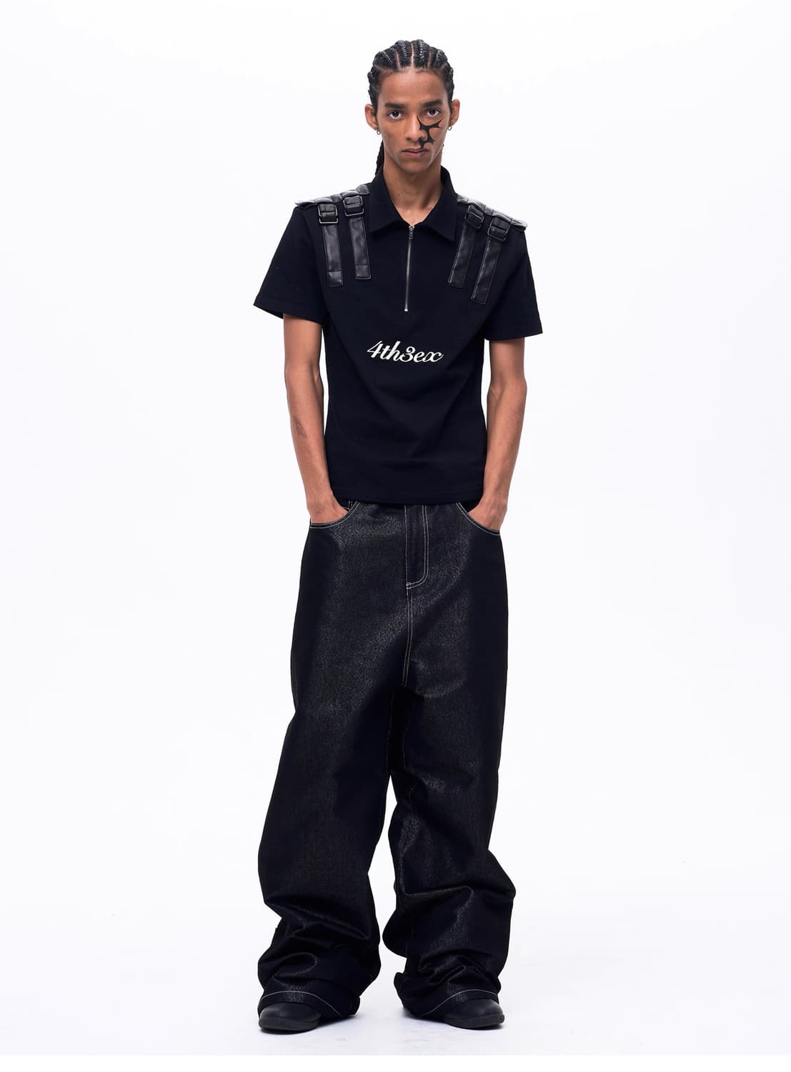 와이드 코팅 카고 데님 팬츠 상품이미지1