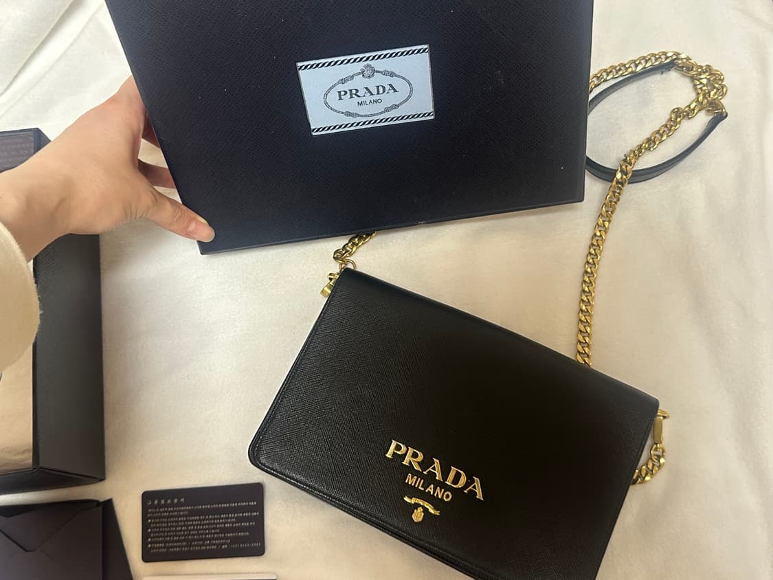 (풀박) 프라다 사피아노 체인 숄더백 블랙 상품이미지5