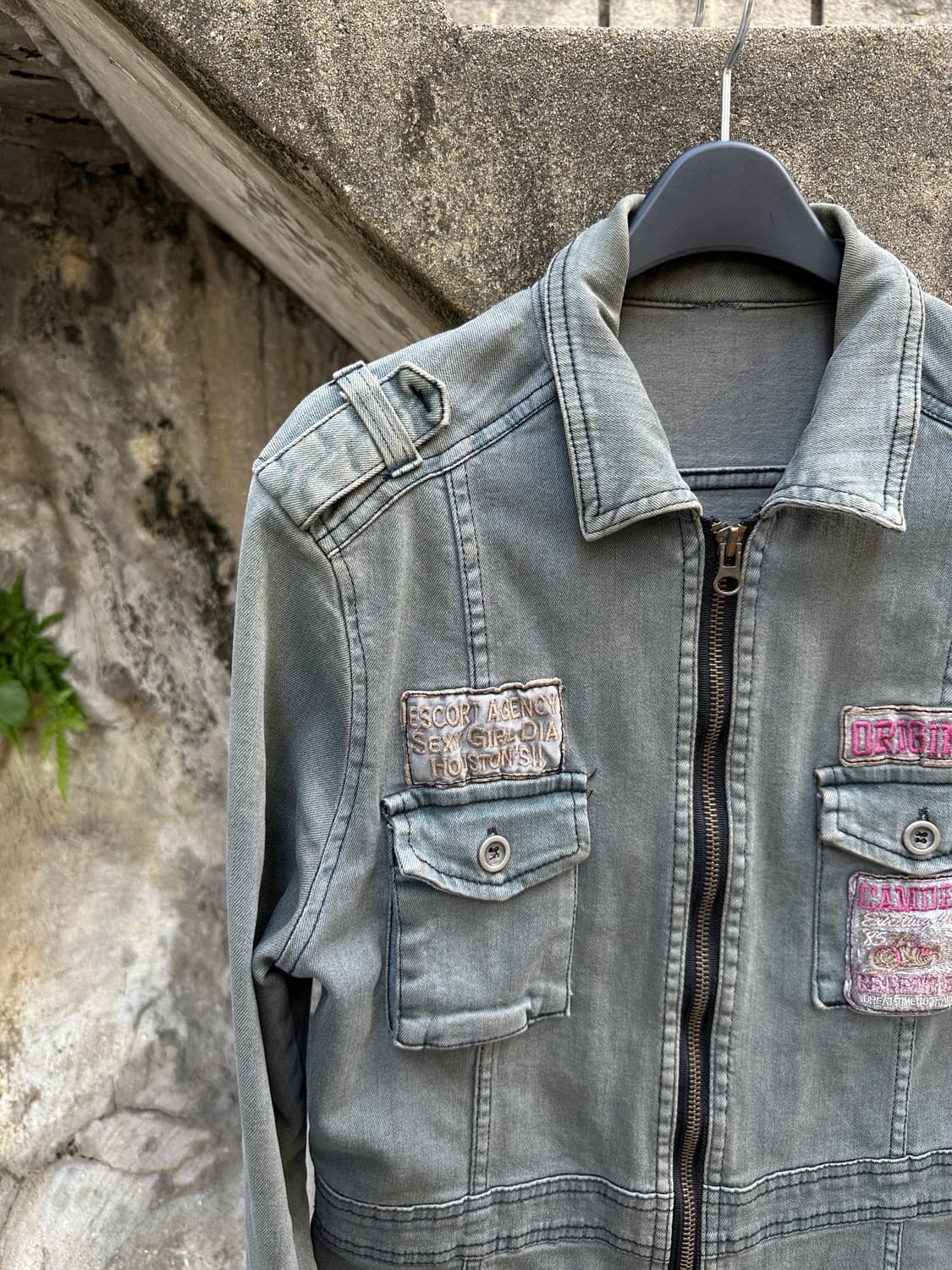 Vintage patch detail jacket khaki  상품이미지2