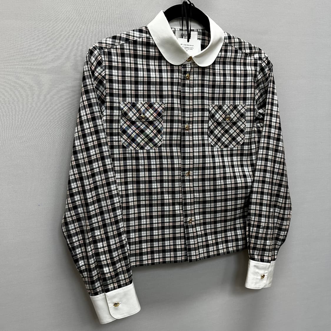 셀린느 크롭 체크 실크 셔츠 (55)  상품이미지2