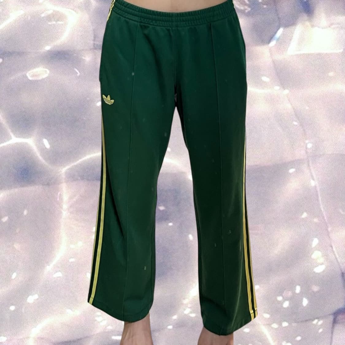 90s 아디다스 파이어버드 베켄바우어 그린 옐로우 초노 와이드 트랙 팬츠 상품이미지2