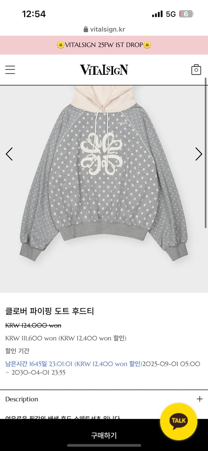 바이탈싸인 도트 후드티 회색 아이보리 / 마뗑킴 타입서비스 시눈 상품이미지4