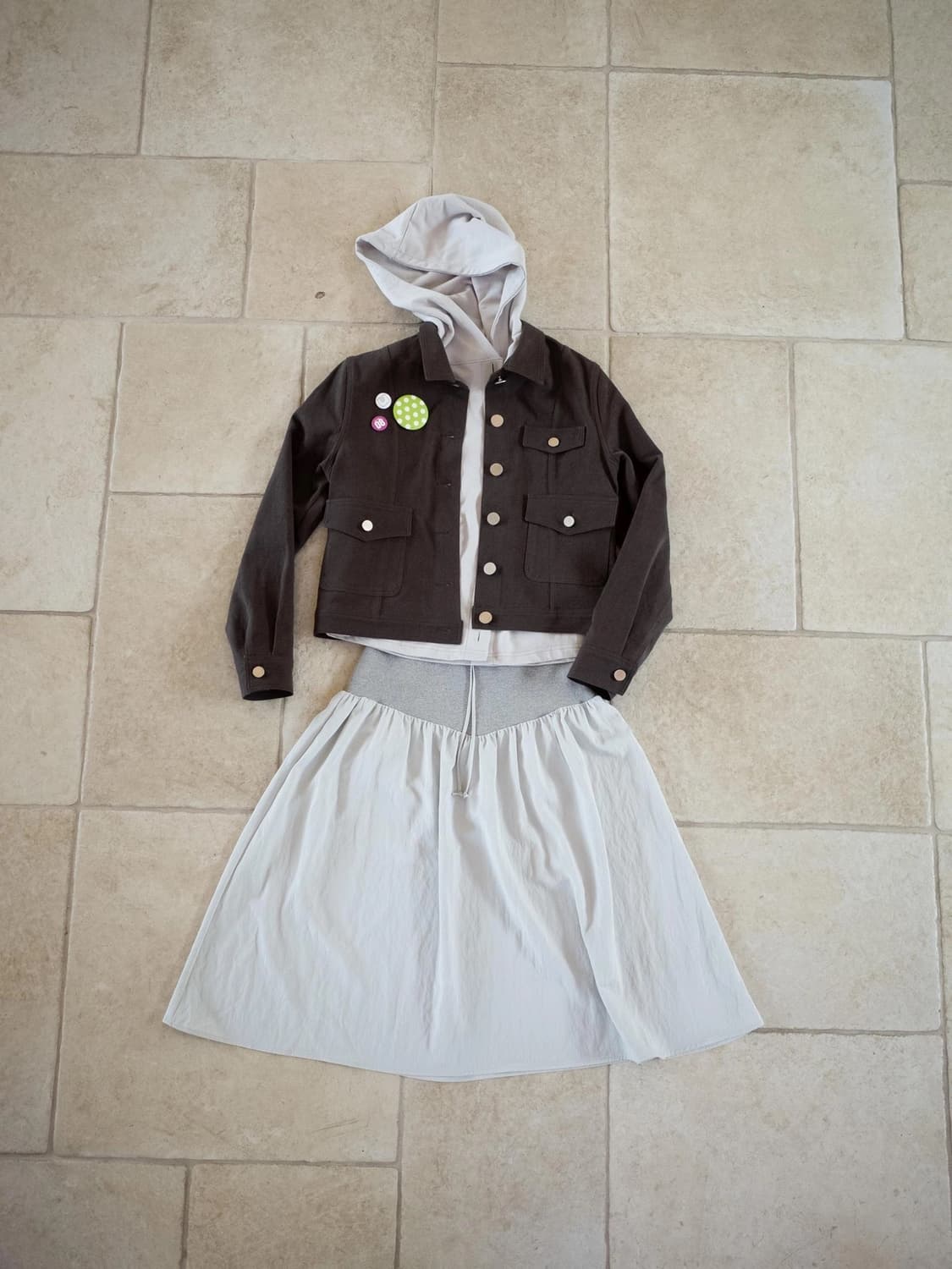 Onska 온스카 FLARE RIB SKIRT (GREY) 상품이미지1