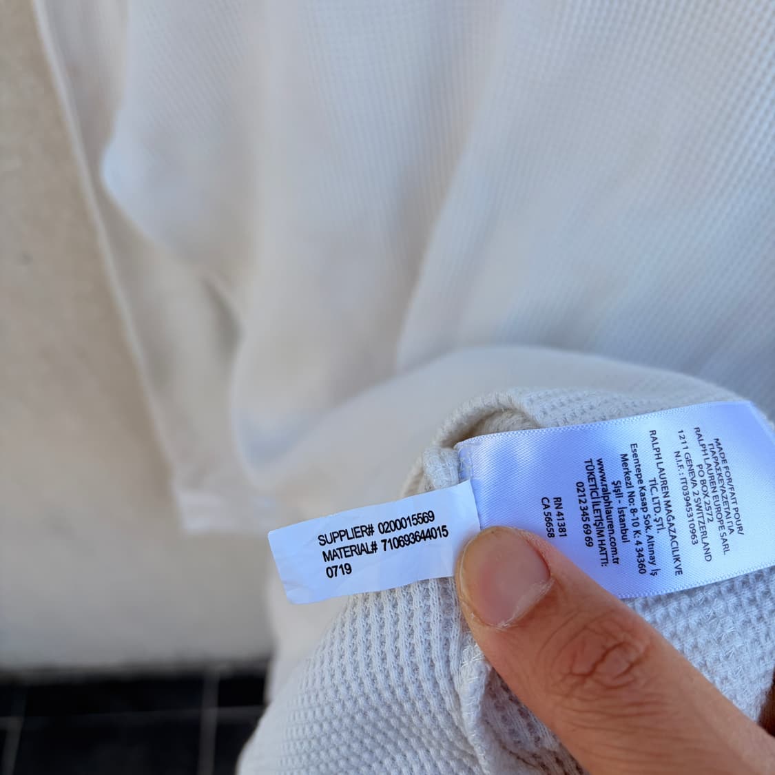 폴로 랄프로렌 화이트 네이비 포니 라운드 와플 롱슬리브 상품이미지4