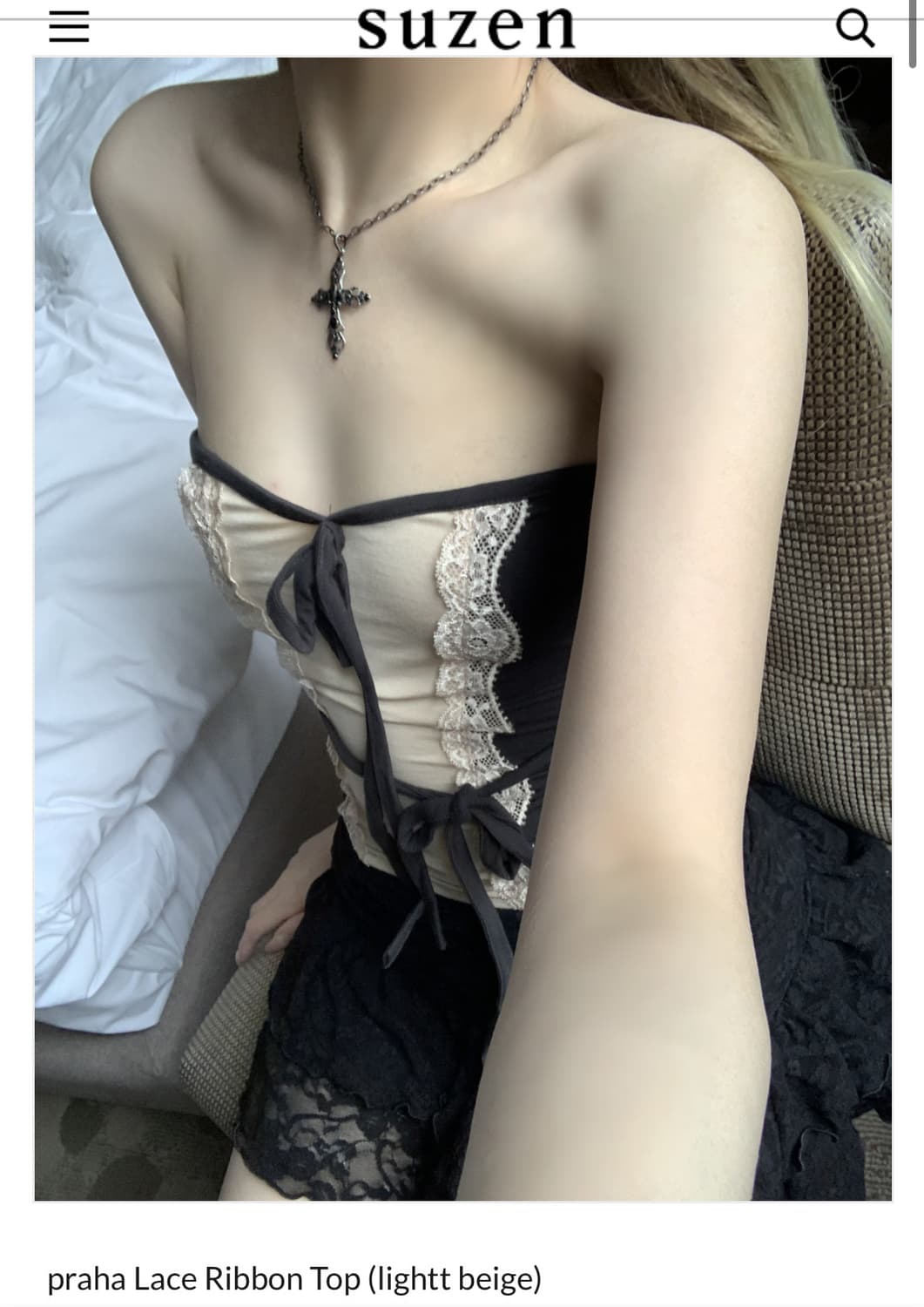 스젠 프라하 레이스 리본 탑 suzen praha lace ribbon  상품이미지1