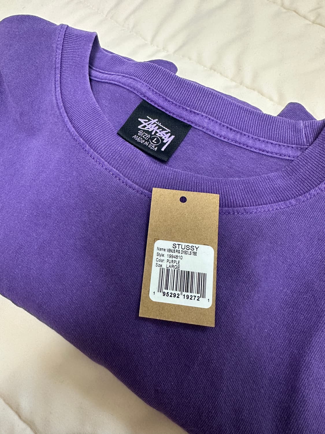 스투시 비너스 피그다이 롱슬리브 퍼플 L 상품이미지5