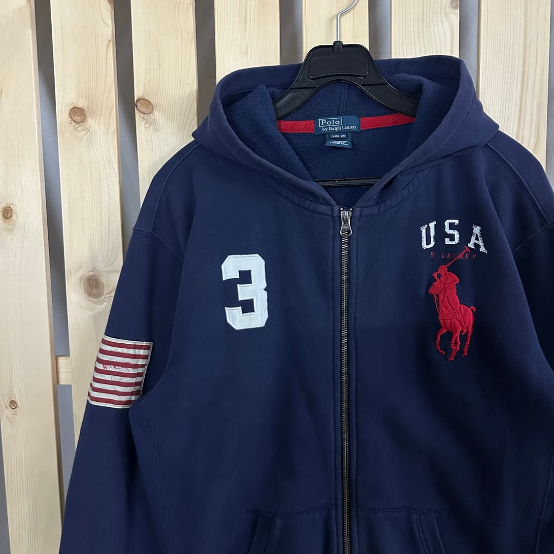 (L) 폴로 랄프로렌 빅포니 USA 성조기 네이비 후드집업 상품이미지5