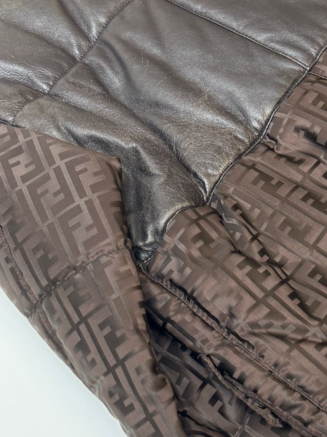 90s Fendi 펜디 브라운 레더 주카 자켓 상품이미지7