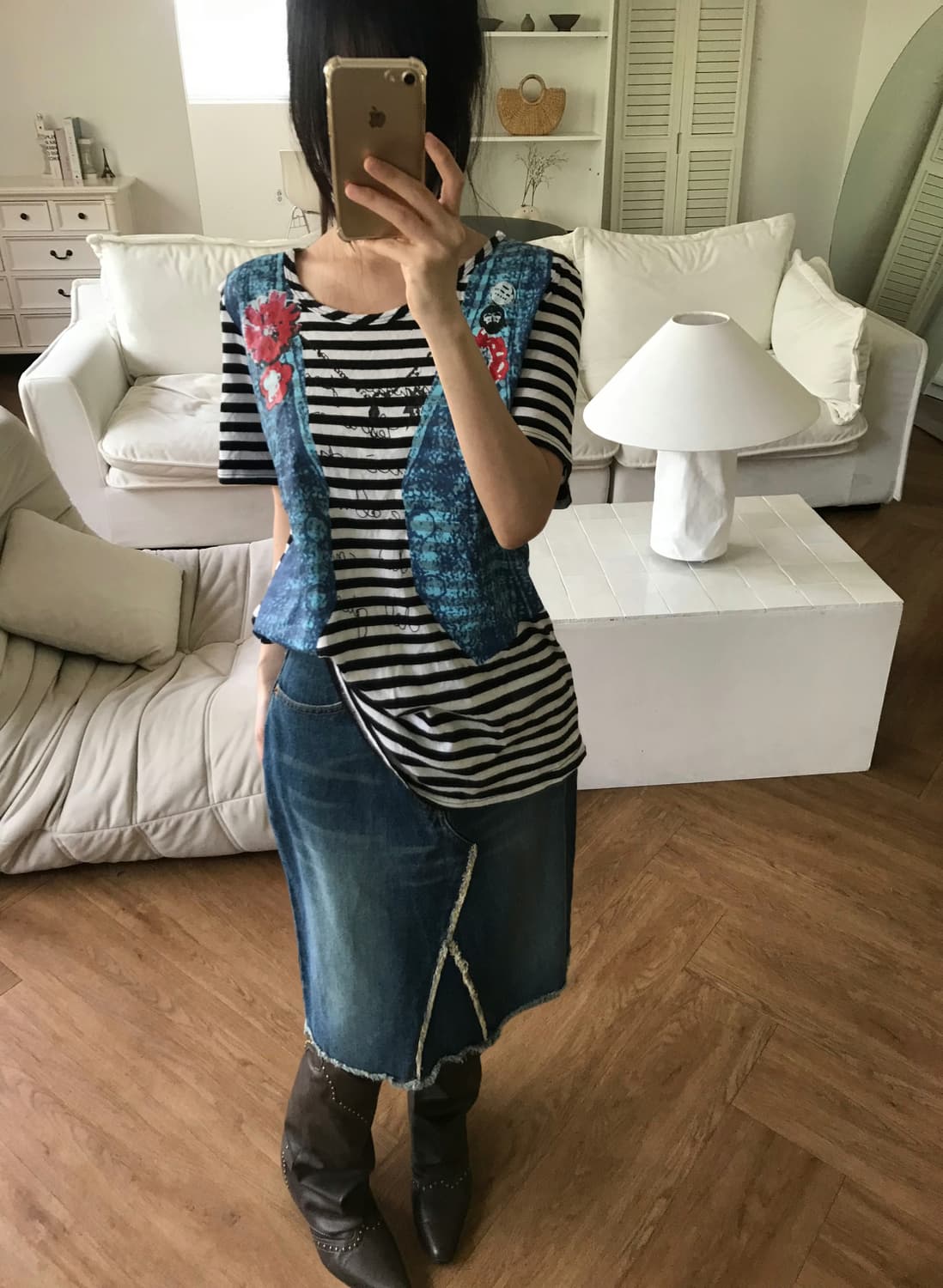 vintage denim skirt (26inch) 상품이미지5