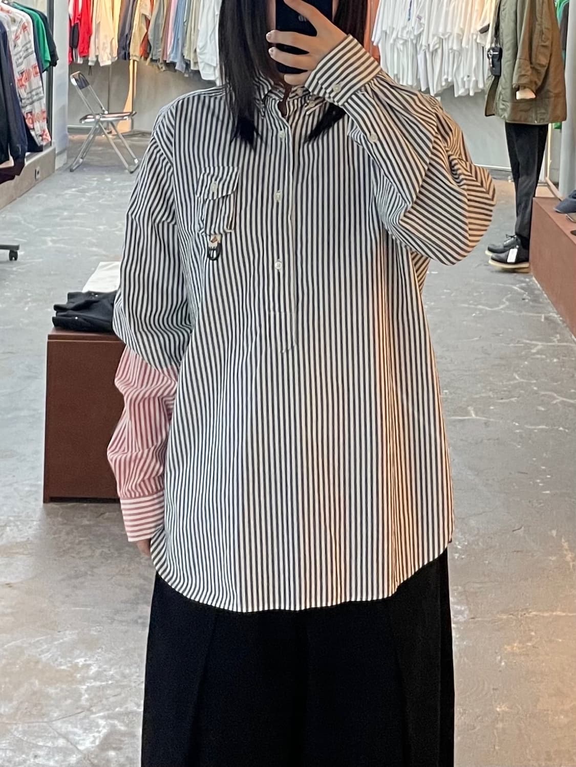 마운틴리서치 배색 스트라이프 아노락 셔츠 H1640 상품이미지1