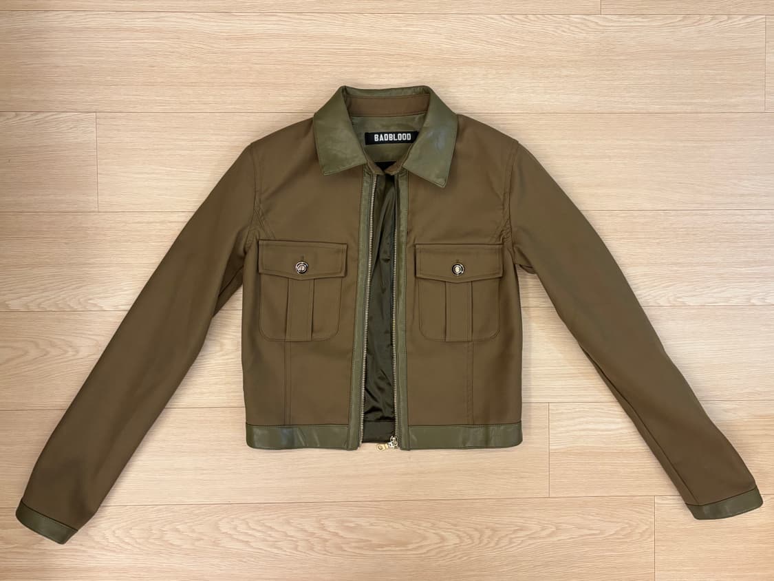 배드블러드 레더 트림드 자켓 올리브 xs 상품이미지1