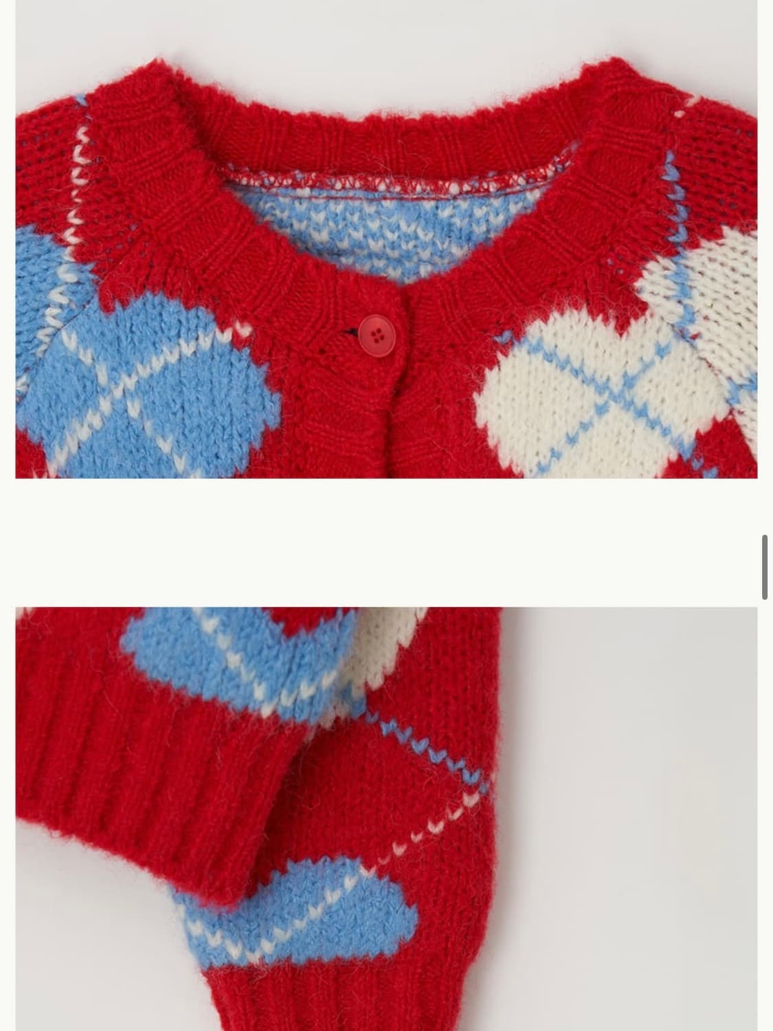 론론 하트 아가일 가디건 레드 상품이미지2