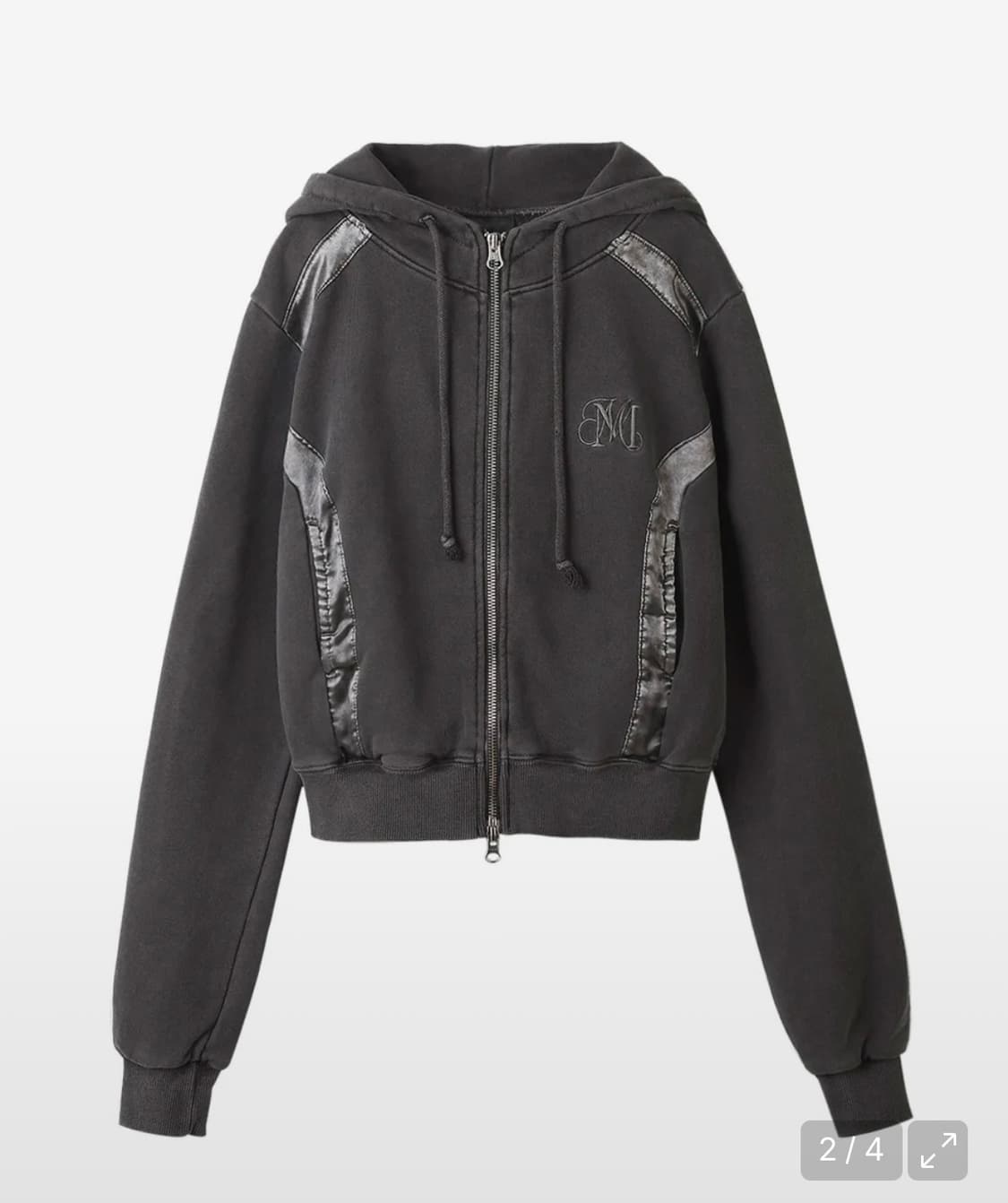미드나잇무브 크롭 후드집업 다크그레이 상품이미지1