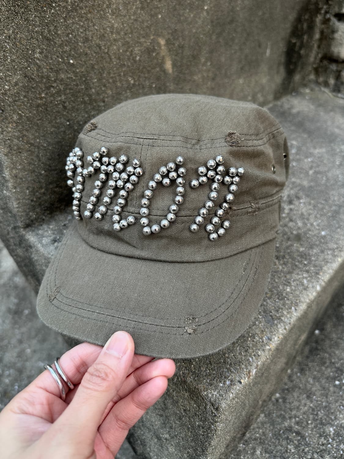 Vintage khaki cubic point cap  상품이미지2