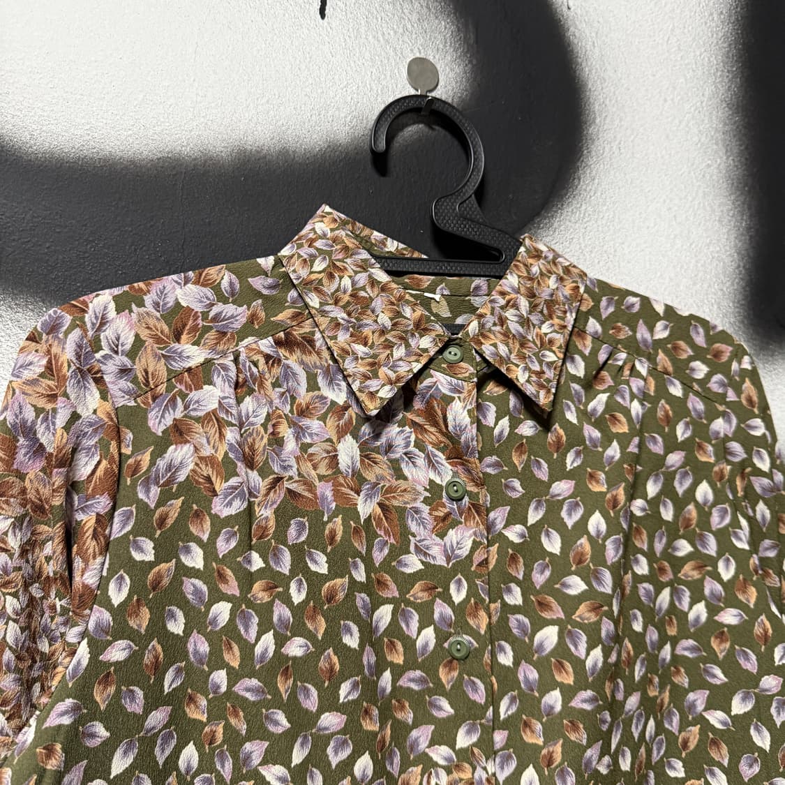 VTG 빈티지 플라워 리프 풀 패턴 크롭 블라우스 상품이미지3