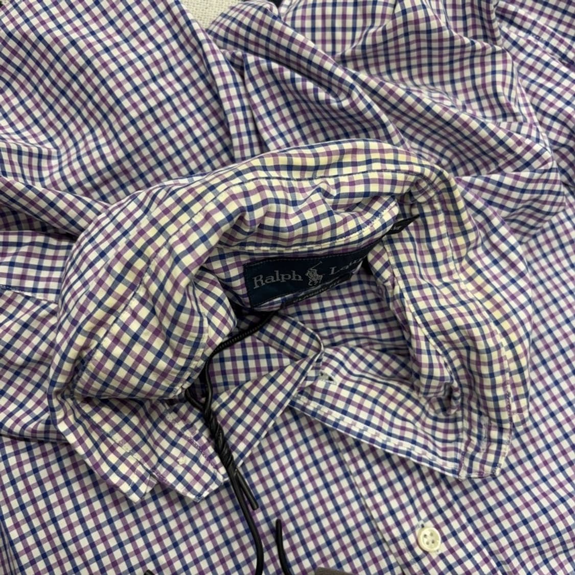폴로 랄프로렌 클래식핏 자수로고 오버핏 체크 셔츠 M P00025 상품이미지5