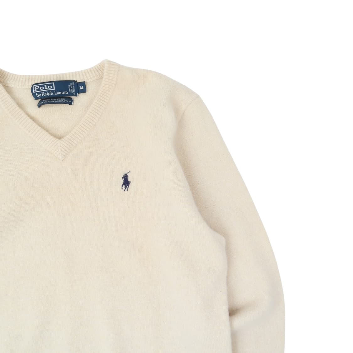 폴로 랄프로렌 아이보리 램스울 브이넥 니트 상품이미지3