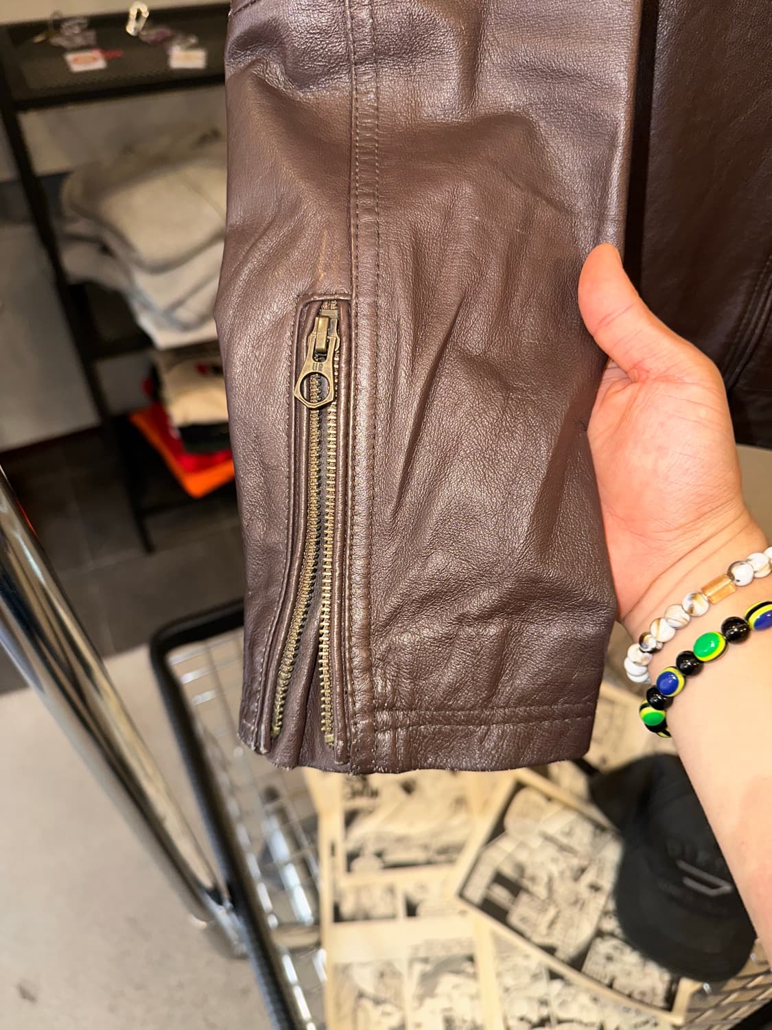 Urban Research brown rider leather JK 상품이미지7