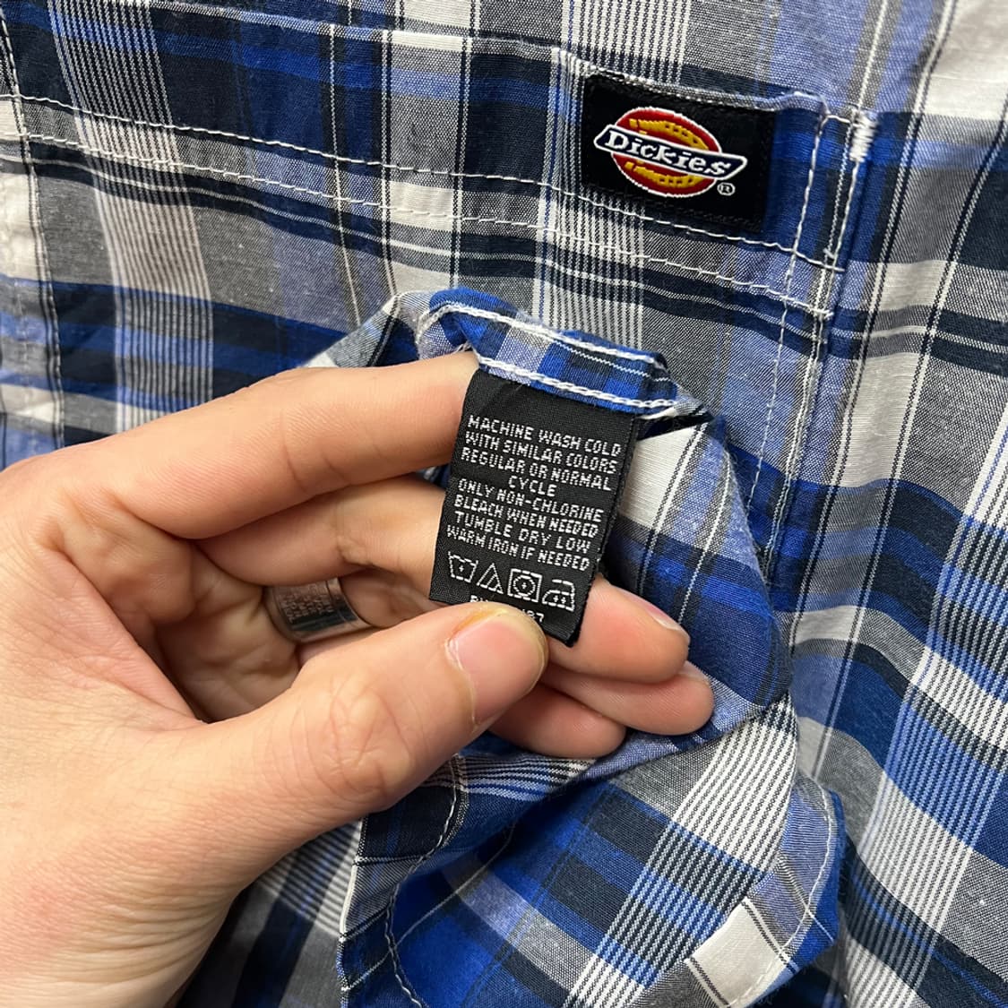 디키즈 워크 버튼다운 체크 반팔 셔츠 XL 상품이미지4
