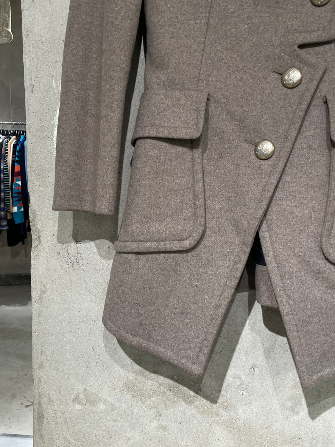 비비안 웨스트우드 앵글로마니아 멜란지 브라운 울 하프 코트 상품이미지4